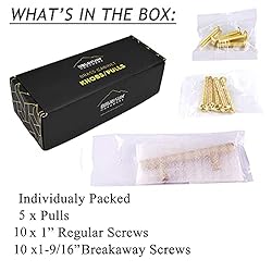 QogriSun 5-Pack Solid Brass Cabinet Handles, Gold