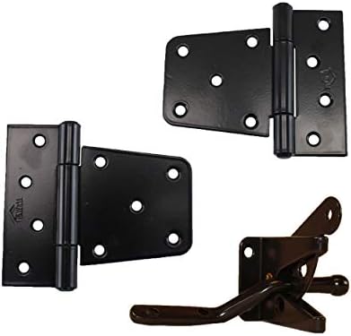 Shed Windows and More Gate 3-1/2" Hinges with Gate Latch Lock Gate Hardware