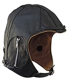 Aviator Helmet Black Leather Cap Vintage WWII Hat