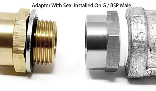 G Thread (BSP) to NPT (US Thread) Pipe Fitting Adapter with G Thread Bonded Washer Seal Included 1/2" MG x 1/2" FNPT 2 Pieces - Thumbnail 2