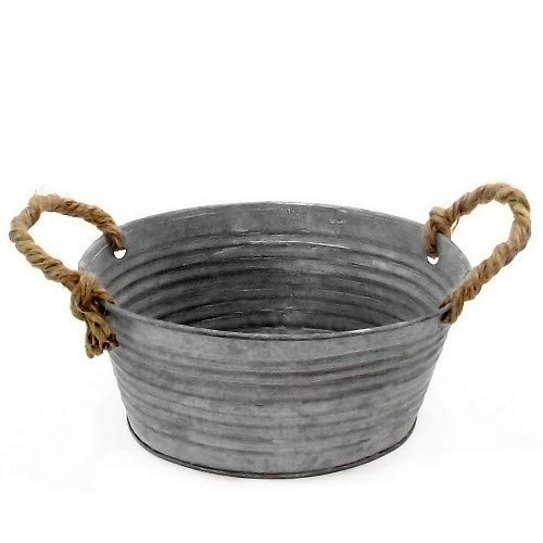 FSUK 19 cm Round Metal Rope Planter Pot/Vase/Bucket Florist/Floristry Bulb Container