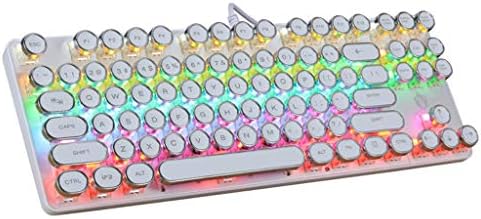 Gaming Keyboard Wired 87 Keys Punk LED Backlit USB Mechanical Metal Gamer Gaming Keyboard Laptop (White)