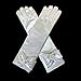 DreamHigh Kids Stretch Satin Long Finger Gloves for Flower Girl Children Party White