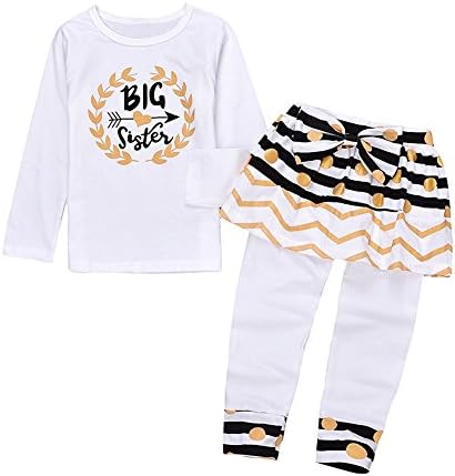Angelchild Newborn Baby Little Girls Little Sister Skirts Leggings Bowknot Pants Outfits Set Big 110