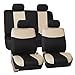 FH Group FH-FB056114 Modern Flat Cloth Car Seat Covers, Beige/Black Color