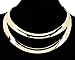 Jerollin Two-layers Stainless Steel Silver Statement Open Choker Bib Necklace Gold