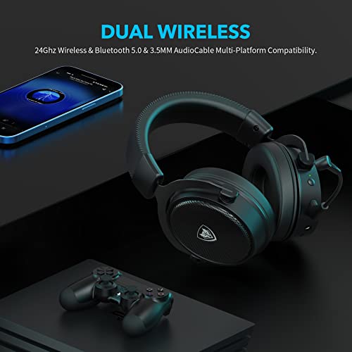 NUBWO Wireless Gaming Headset,2.4GHz & Bluetooth 5.3 Technology with Noise-Canceling Microphone, Stereo Sound, Compatible with PC, PS5, PS4, Mac, Switch, 3.5mm Wired Mode for Xbox Series