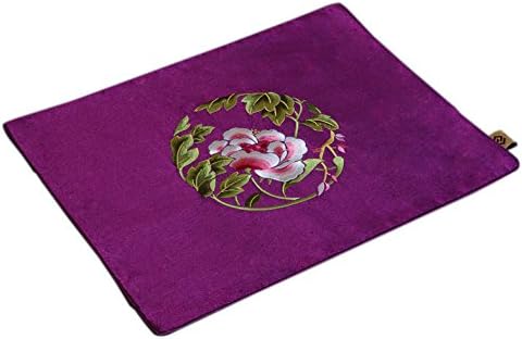 Nimble House ® ™ 1 pc Dining Table Placemats Silk Fabric Non-Slip Table Mat Embroidered Protector Pad Color Purple (42x33CM)