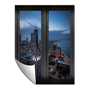 Wall Paper Small Wall Mural City at Night Wall Art Removable Wall Decoration for Bedroom Living Room - 24x32 inches