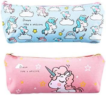 Unicorn Pencil Case Big Capacity Pen Bag Makeup Pouch Durable Students Stationery Zipper for Girls and Boys,Cute Back to School Supplies (Blue and Hotpink)