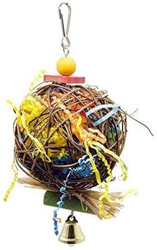 Wonninek 2 Pack Bird Chewing Toy Natural Rattan Ball Come with Paper Strips Foraging Shredder Toy Parrot Cage Hanging Bell Toy for Parrot Budgie Parakeet Cockatiel - Image 5