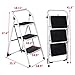 KingSo 3 Step Ladder Folding Step Stool with Steel Wide Anti-Slip Pedal and Handgrip Anti-Slip, Lightweight 350lbs Portable Steel Step Stool, (350lbs Capacity)