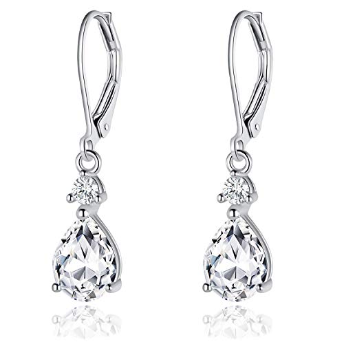 925 Sterling Silver Created Diamond Teardrop