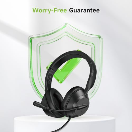Acer Headset with Microphone for PC - ENC Noise Cancelling Headphones with Mic, Dual USB C Headset with Microphone & USB, 40mm Drivers Wired Headset with Mic for Work, Call Center Headset for Office