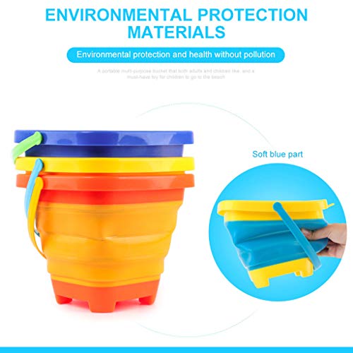 Binory 2.5L Collapsible Silicone Sand Bucket,Sand Pail Square and Circle Toy for Summer Beach Party Game Playing,Expandable Multi Purpose Indoor Outdoor Sand/Water/Toy Storage Bucket (green) - Thumbnail 4