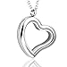PiercingJ Round Heart Stainless Steel Locket Floating Charm Pendant Necklace - 21.5