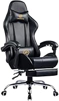 LUCKRACER Gaming Stuhl Massage mit Fußstütze Bürostuhl Massage Lendenkissen Drehstuhl Racing Armlehne PU Leder hohe...
