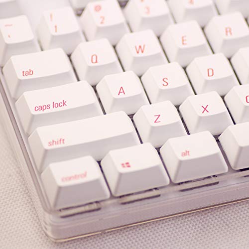 Qisan Mechanical Gaming Keyboard 100% Full Size 108 Keys Crystal Case GATERON Brown Switch PBT Dye-subbed Keycaps Red Font with White Backlight Magicforce - Thumbnail 6