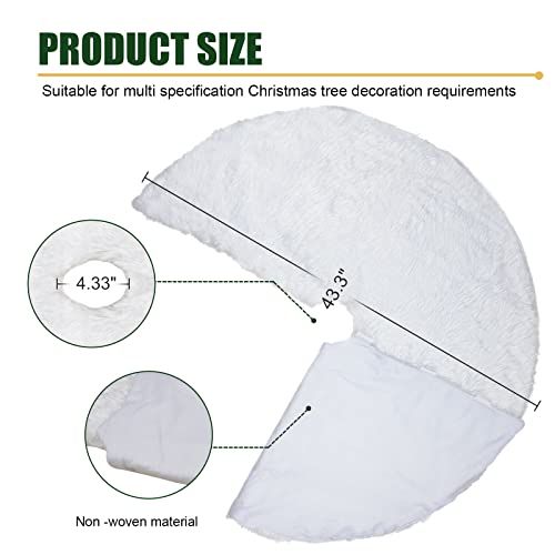 Christmas Tree Skirt, 48 Inch Snowy White Faux Fur Xmas Plush Tree Skirt, Winter Large Christmas Tree Mat, Holiday Party Christmas Tree Decorations