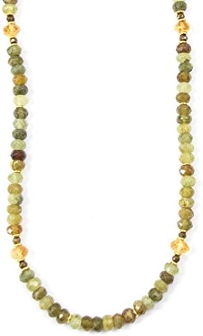 Grossular Garnet and Citrine Long Beaded Necklace Strand - 34 Inches Long Handmade Necklace by Miller Mae Designs