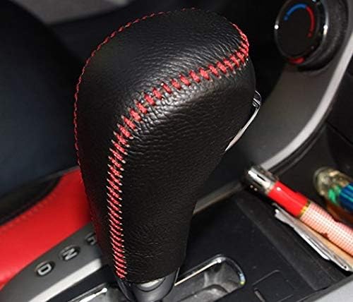 Cowhide Top Layer Leather Automatic Gear Shift Collars Gear Cover For Nissan Murano (Red line)