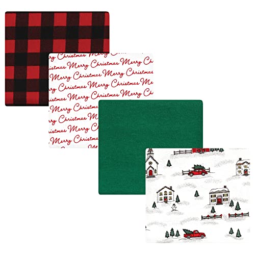 Hudson Baby Unisex Baby Cotton Flannel Receiving Blankets, Christmas Scene, One…