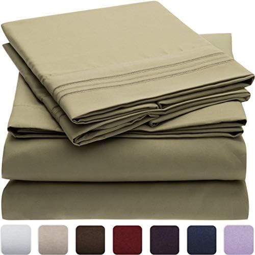 Nexis Sundry, Den 1000 TC 4 Piece Organic Cotton Bed Sheets, 20 Inches Deep Pockets, Luxurious & Comfortable, 100% Indian Organic Cotton Sheet, Sage, Cal. King