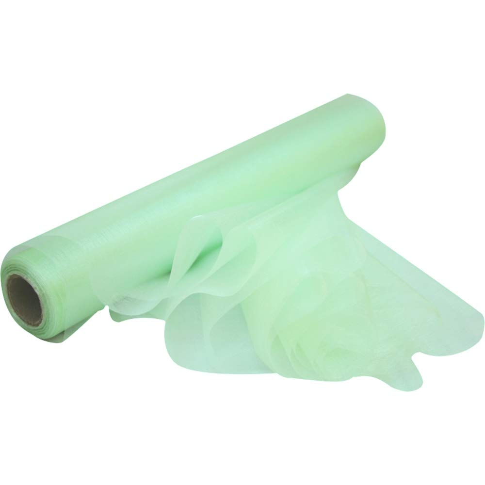 Time to Sparkle 2PCS 26M x 29cm Sheer Organza Roll Sash Fabric Table Runner Sashes Chair Cover Bows Swags Wedding Party (Spearmint)