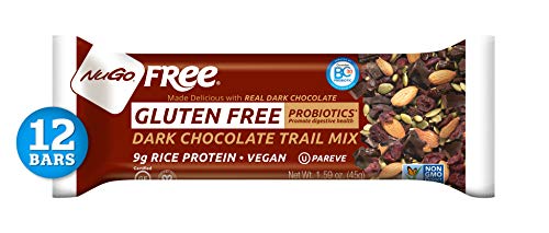 NuGo Free Dark Chocolate Trail Mix, 9g Vegan Protein, Probiotics, Gluten Free, Soy Free, 190 Calories, 12 Count