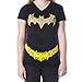 Batman Glittered Logo Juniors Black V-Neck Cape T-Shirt