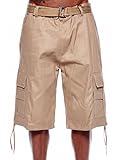 MENS BASIC BELTED CARGO SHORTS BIG MENS PLUS SIZE URBAN HIP HOP LONG SHORTS HWP110N