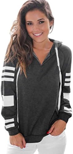 Sunhouse Women Autumn And Winter Simple Fashion Casual Floral Hooded Pullover Sweatshirt Tops (M, Dark Gray-a)