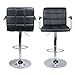Leopard Square Back Adjustable Bar Stools with armrest,Swivel Bar Stool Set of 2, Black