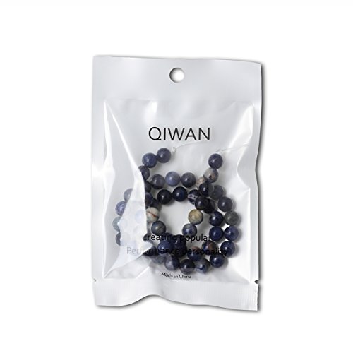 Qiwan 45PCS 8mm Natural Orange Blue Sodalite Gemstone Loose Round Beads Crystal Energy Stone Healing Power for Jewelry Making 1 Strand 15"