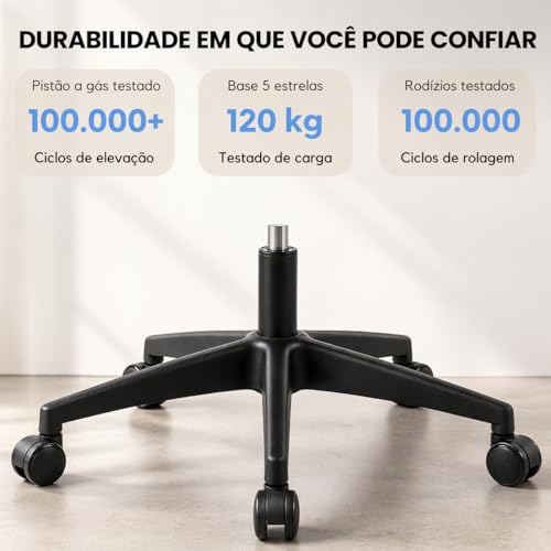 Cadeira Escritório Ergonômica Ajustável Altura Apoio Lombar Reclinável Encosto Respirável Conforto Postura Home Office Giratória Rodas Silenciosas Base Reforçada Regulagem Braços Profissional
