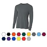 Long Sleeve Wicking Moisture Management Cooling Athletic Shirt/Undershirt Crewneck (All Sports: Baseball, Softball, Soccer, Volleyball, Football, Basketball, Casual Wear…)