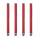 MoKo Rubber Tip Stylus(4 Pcs), Universal 8mm High-precision Pen, for Touch Screen Devices Smartphones & Tablets (iPad, iPhone X/ 8/ 8 Plus, Samsung Galaxy S9/ S9 Plus and More) - Red