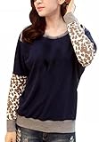 Uget Women's Loose Stitching Round Neck Long Sleeves T-Shirt