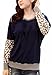 Uget Women's Loose Stitching Round Neck Long Sleeves T-Shirt