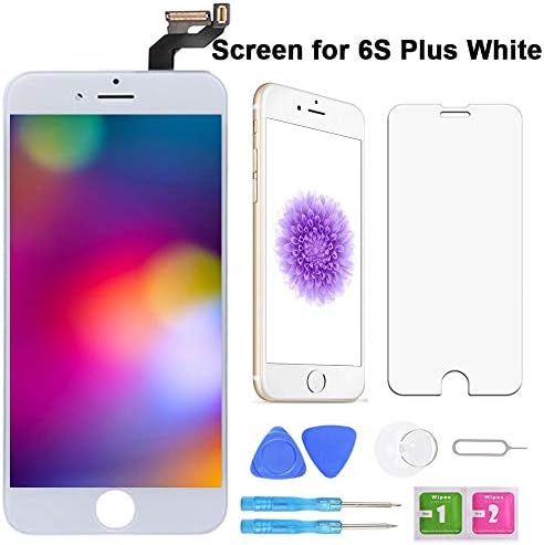 Screen Replacement for iPhone 6S Plus White 5.5 Inch LCD Display Touch Screen Digitizer Replacement with Repair Kit and Screen Protector (6SP-White)