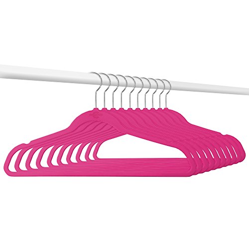 Closet Complete Premium Quality, True-Heavyweight, 80-gram, Virtually-UNBREAKABLE Velvet Hangers, Ultra-Thin, Space Saving, No Slip Hangers, Best for SUIT, Dress, Pants, Shirt, 360Â° Spin, CHROME Hooks, Pink Set of 50