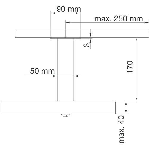 Bar-Konsole CAPRI gerade | 50x50 mm | Aluminium silber | Höhe: 170 mm | 1 Stück – Bild 5