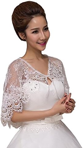 SlenyuBridal Women's 2019 New Wedding Jackets Lace Bridal Bolero Shawl with Beads