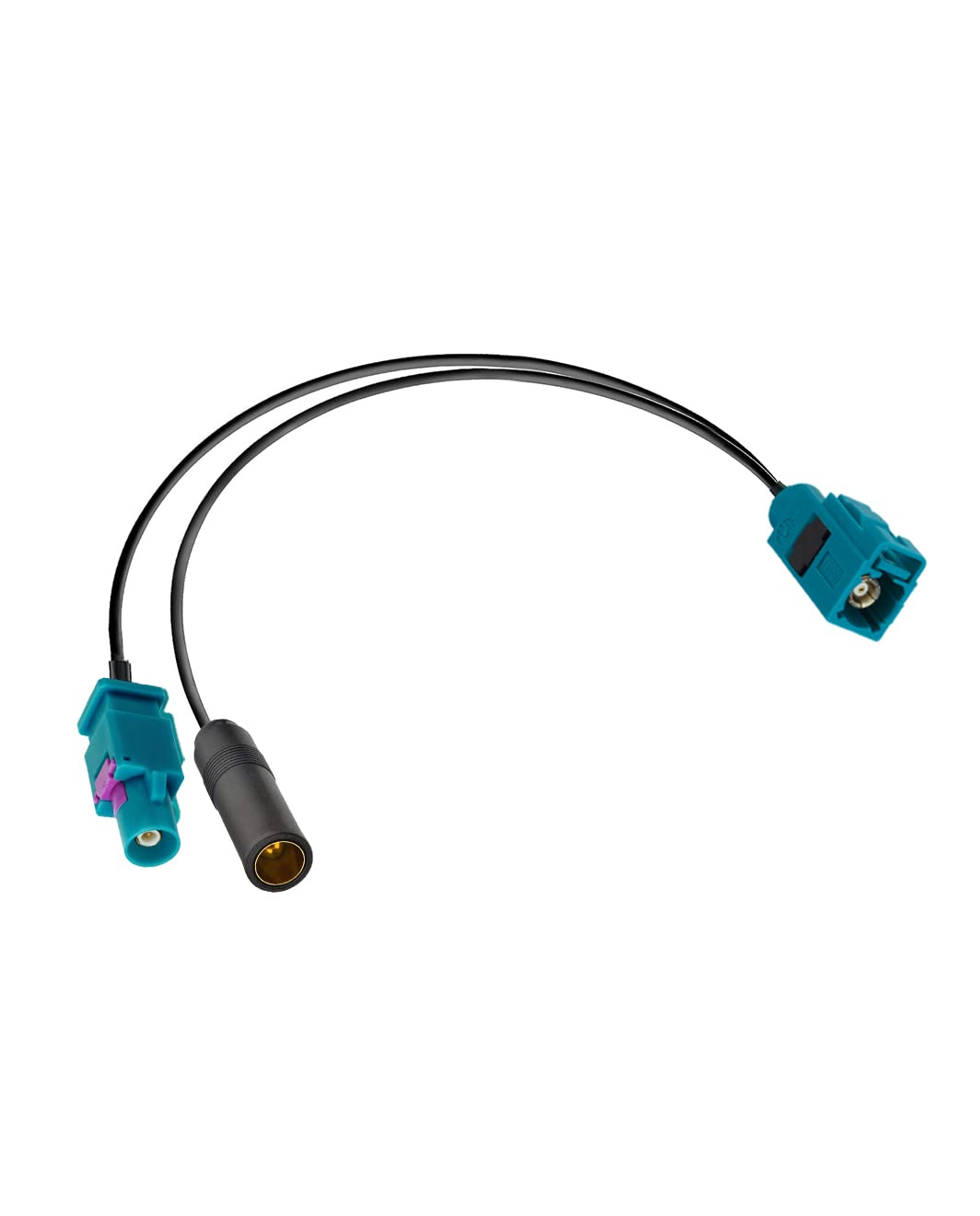 Vecys Fakra Z Female to Fakra Z Male to DIN Female Adapter Splitter Cable Y Type RG174 30CM/12IN for DAB Car Radio Stereo FM AM Head Unit CD Receiver — image 1