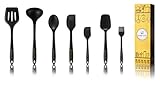 Silicone Spatula Set - 7 Piece Spatula Set - Spatulas Silicone Heat Resistant (446℉/230℃) - Spatulas For Non Stick Cookware (Black, By Hygge Cook)