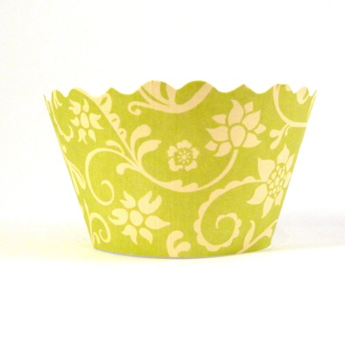 Bella Couture Hannah Floral Cupcake Wrappers, Chartruese/Yellow, 50