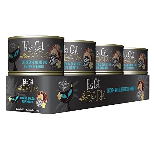 TIKI CAT AFTER DARK, CHICKEN & QUAIL EGG, HIGH-PROTEIN AND 100% NON-GMO INGREDIENTS, WET CAT FOOD FOR ADULT CATS, 5.5 OZ. CAN