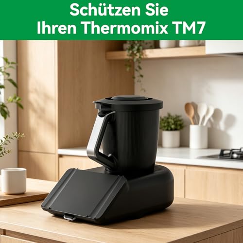 Protector de pantalla para Thermomix TM7 con soporte para espátula, accesorio para Thermomix TM7, funda rígida, placa protectora resistente a los arañazos, resistente al agua y al polvo, color negro