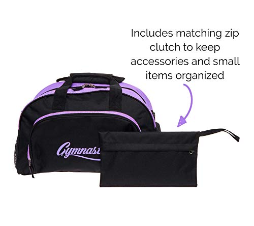 LISH Gemma Gymnastics Duffel Bag - Girl's Travel Sports Gym Bag w/Shoe Compartment (Black/Purple) - Thumbnail 4