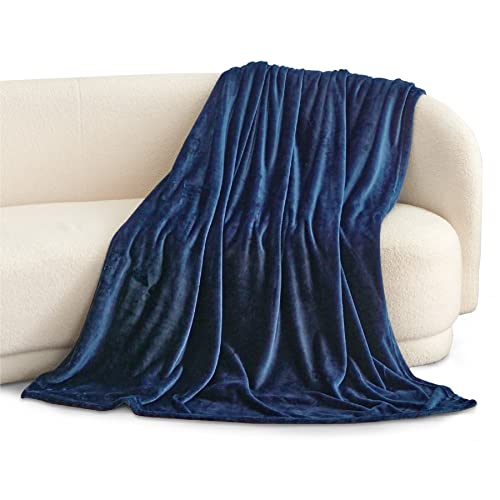 Bedsure Fleece Blanket Twin Blanket Navy Blue 300GSM Soft Lightweight